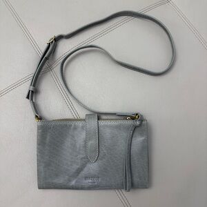 Margot Mia Gray Blue Leather Purse Convertible Wristlet‎ Crossbody Bag